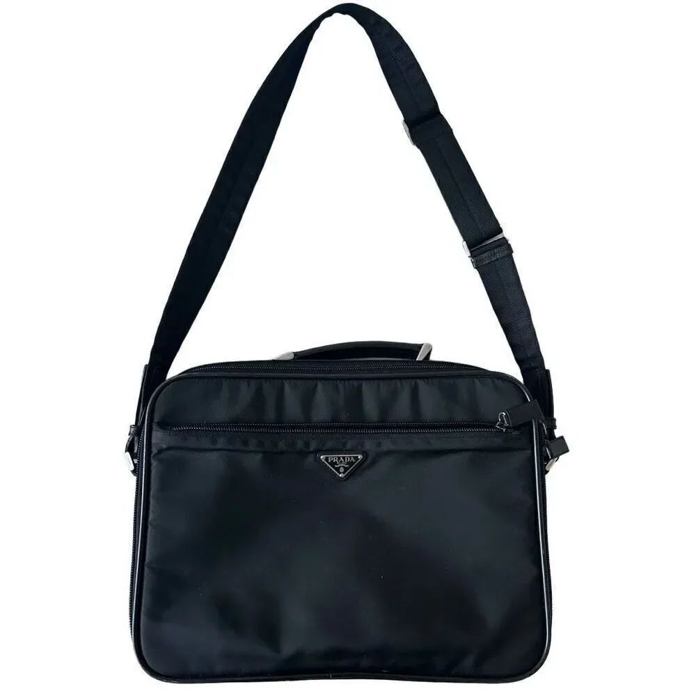 Authentic Prada Black Nylon Briefcase Bag